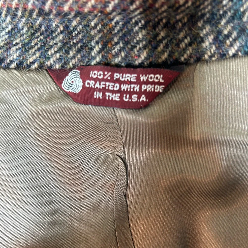Vintage Jos A Bank Wool Twill Weave Tweed Blazer Size 8 See Measurements Below - Picture 10 of 10